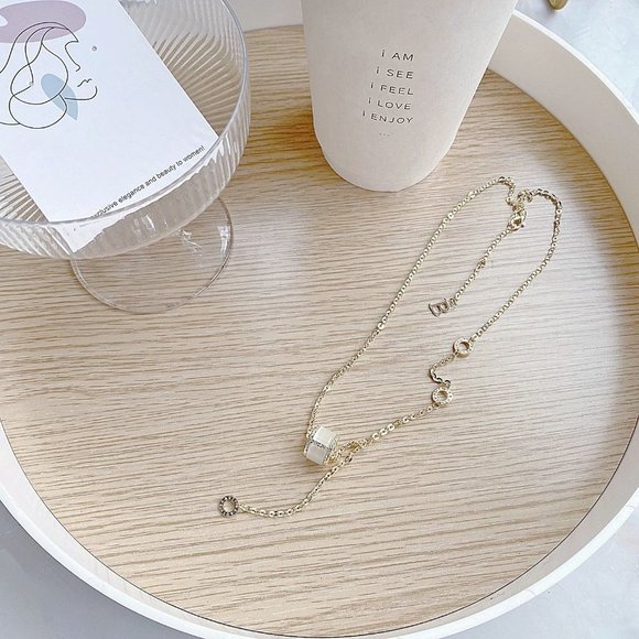 NEW 14K Gold Plated Diamond Circle Drop Necklace - Picture 11 of 11